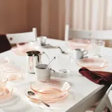 IKEA HAVSGÄDDA (ИКЕА ХАВСГЭДДА) — Тарелка глубокая, в полоску/розовый, 19 см — фото 5
