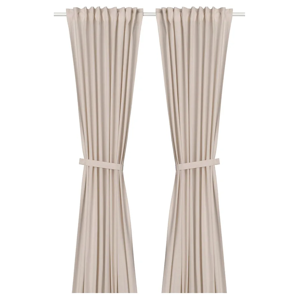 IKEA LENDA (ИКЕА ЛЕНДА) — Занавеска на завязках, 2 шт., светло-розовая/на ленте 140x250 см