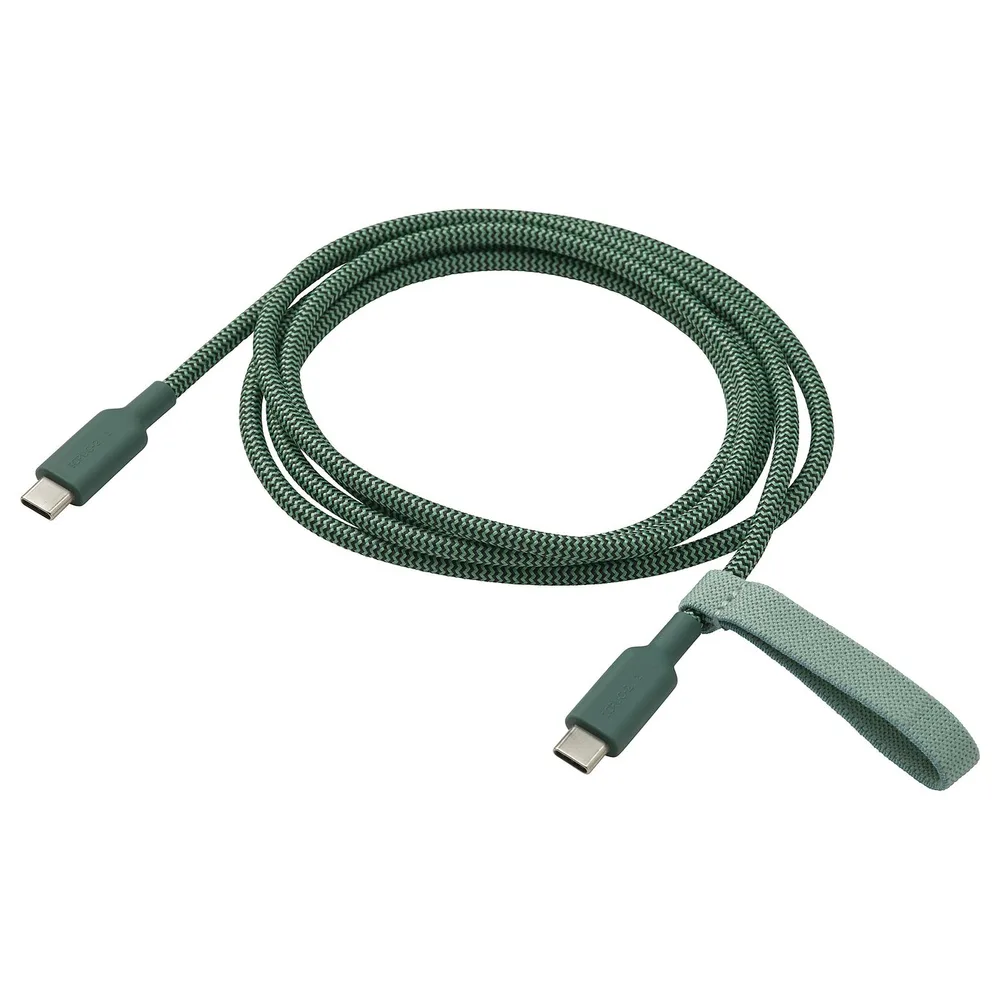 IKEA LILLHULT (ИКЕА ЛИЛЛХУЛТ) — USB-C на USB-C, тёмно-зелёный 60 Вт/1.5 м