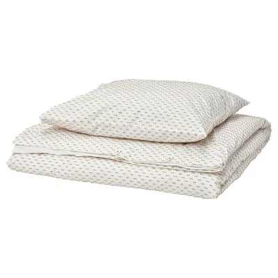 IKEA BANDKNIPPE (ИКЕА БАНДКНИППЕ) — Пододеяльник и наволочка — белый/бежевый 150х200/50х60 см