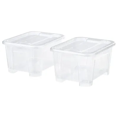 IKEA SAMLA (ИКЕА САМЛА) — Коробка с крышкой, прозрачный 14х18х10 см/1 л