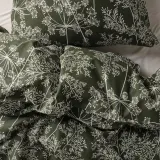 IKEA DAGGBJÖRNBÄR (ИКЕА ДАГГБЙЁРНБЭР) — Пододеяльник и наволочка, темно-зеленый/цветочный узор 150х200/50х60 см — фото 2
