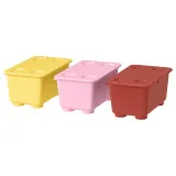 IKEA GLIS (ИКЕА ГЛИС) — Коробка с крышкой, красная розовая/жёлтая 17x10 см — фото 1