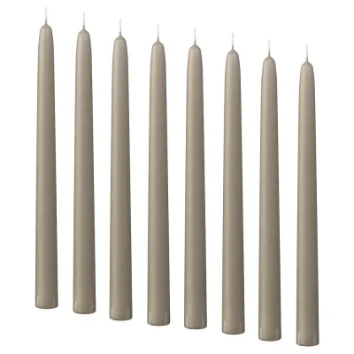 IKEA KLOKHET (ИКЕА КЛОКХЕТ) — Свеча коническая без запаха, серо-бежевая 25 см 8 шт