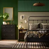 IKEA BRUDKRUSBÄR (ИКЕА БРУДКРУСБЭР) — Пододеяльник и 2 наволочки, черный многоцветный цветочный узор 200х200/50х60 см — фото 3