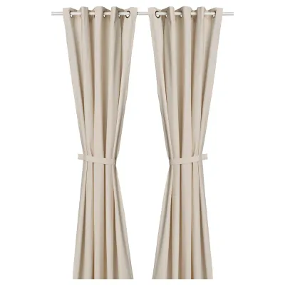 IKEA LENDA (ИКЕА ЛЕНДА) — Штора с завязками, 2 шт., кремовый/на люверсах 140x300 см