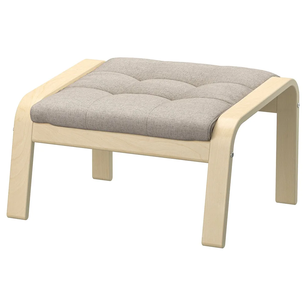 IKEA POÄNG (ИКЕА ПОЭНГ) - Пуф-подставка для ног - берёзовый шпон/Гуннаред бежевый