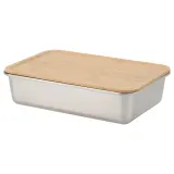IKEA 365+ (ИКЕА 365+) — Контейнер для еды с крышкой, большой прямоугольный нержавеющая сталь/бамбук 3 л — фото 1