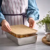 IKEA 365+ (ИКЕА 365+) — Контейнер для еды с крышкой, большой прямоугольный нержавеющая сталь/бамбук 3 л — фото 2