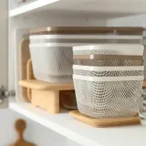 IKEA 365+ (ИКЕА 365+) — Корзина для еды с крышкой, квадратная металл/белый бамбук 15x15x11 см — фото 4