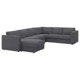 IKEA VIMLE (ИКЕА ВИМЛЕ) — Чехол на угловой диван 5-местный с козеткой, Гуннаред средне-серый — фото 3