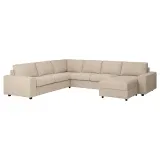 IKEA VIMLE (ИКЕА ВИМЛЕ) — Чехол на угловой диван 5-местный с шезлонгом и широкими подлокотниками, Hillared бежевый — фото 2