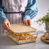 IKEA 365+ (ИКЕА 365+) — Контейнер для еды с крышкой, большой прямоугольный стекло/бамбук 3.1 л — фото 2