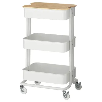 IKEA RÅSKOG (ИКЕА РОСКОГ) — / NORRÅVA Тележка с крышкой, белая 35x45x77 см