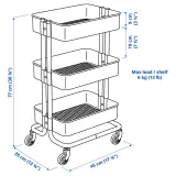IKEA RÅSKOG (ИКЕА РОСКОГ) — / NORRÅVA Тележка с крышкой, белая 35x45x77 см — фото 3