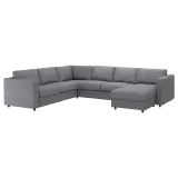 IKEA VIMLE (ИКЕА ВИМЛЕ) — Чехол на угловой раскладной диван, 5-местный, с шезлонгом/Лейде серо-чёрный — фото 3