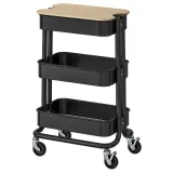 IKEA RÅSKOG (ИКЕА РОСКОГ) — / NORRÅVA Тележка с крышкой, чёрная 28x38x61 см — фото 1