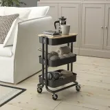 IKEA RÅSKOG (ИКЕА РОСКОГ) — / NORRÅVA Тележка с крышкой, чёрная 28x38x61 см — фото 3