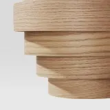 IKEA DYKARKLOCKA (ИКЕА ДЙКАРКЛОСКА) — / HAVSDJUP Лампа подвесная, дубовый шпон, окрашенный в белый/чёрный, 40 см — фото 4