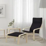 IKEA POÄNG (ИКЕА ПОЭНГ) - Табурет для ног - берёзовый шпон/Книса чёрный — фото 2
