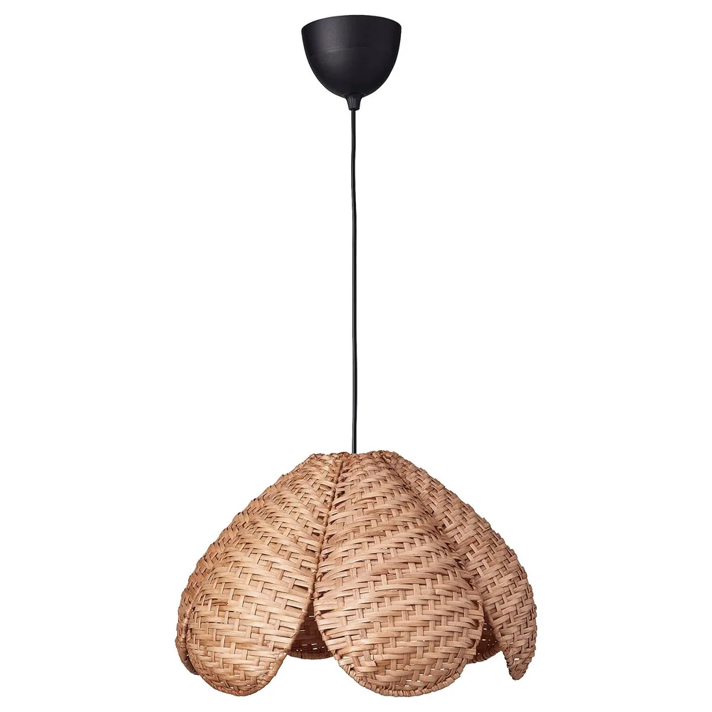 IKEA SANDKORN (ИКЕА САНДКОРН) — / HAVSDJUP Подвесной светильник, ручная работа, ротанг/чёрный 45 см