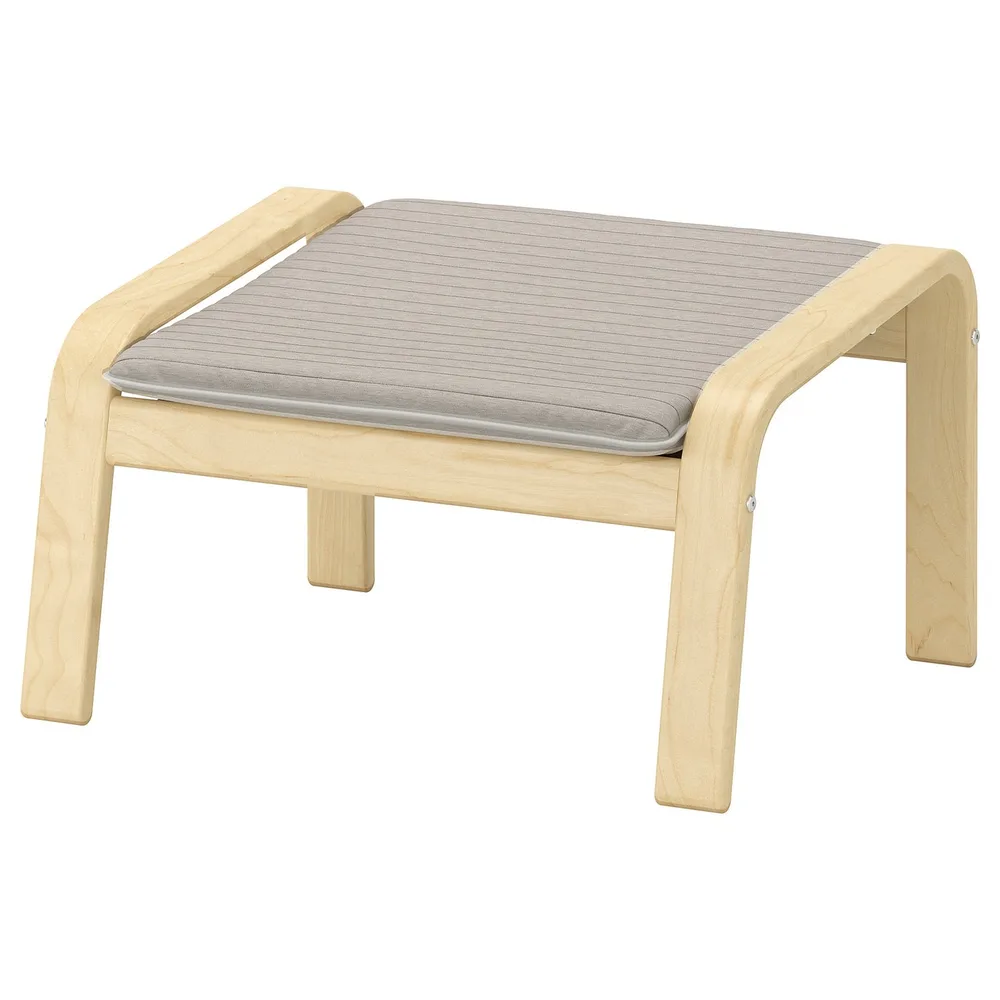 IKEA POÄNG (ИКЕА ПОЭНГ) - Табурет для ног - берёзовый шпон/Knisa светло-бежевый