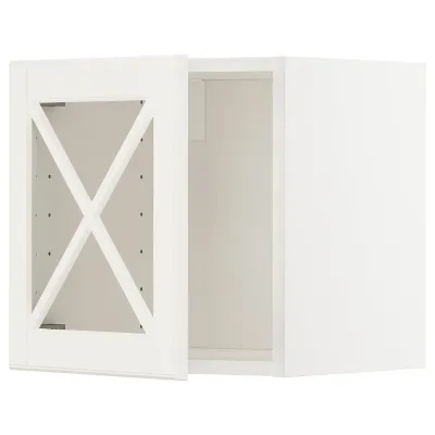 IKEA METOD (ИКЕА МЕТОД) — Шкаф навесной горизонтальный со стеклянной дверцей, белый/Bodbyn кремовый 40x40 см