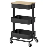 IKEA RÅSKOG (ИКЕА РОСКОГ) — / NORRÅVA Тележка с крышкой, чёрный 35x45x77 см — фото 1