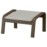 IKEA POÄNG (ИКЕА ПОЭНГ) - Пуф-подставка для ног - орех/Книса светло-бежевый — фото 1