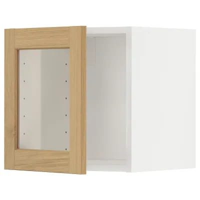 IKEA METOD (ИКЕА МЕТОД) — Шкаф навесной, стеклянная дверца, белый/Форсбакка дуб 40x40 см