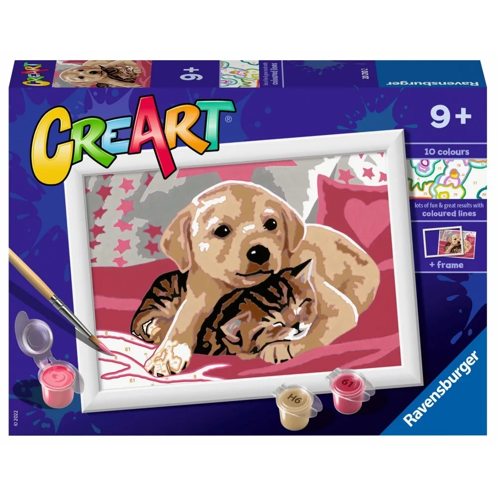 Ravensburger - CreArt Раскраска Собака с котенком / артикул 202102 / GTIN 4005556202102