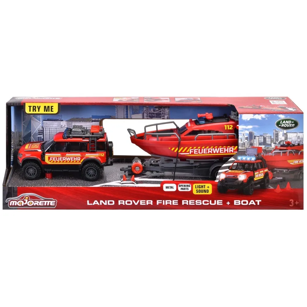 Majorette - Спасательная машина Land Rover с прицепом и лодкой Свет и звук 33,5 см 3716001 / артикул 3716001 / GTIN 3467452073612