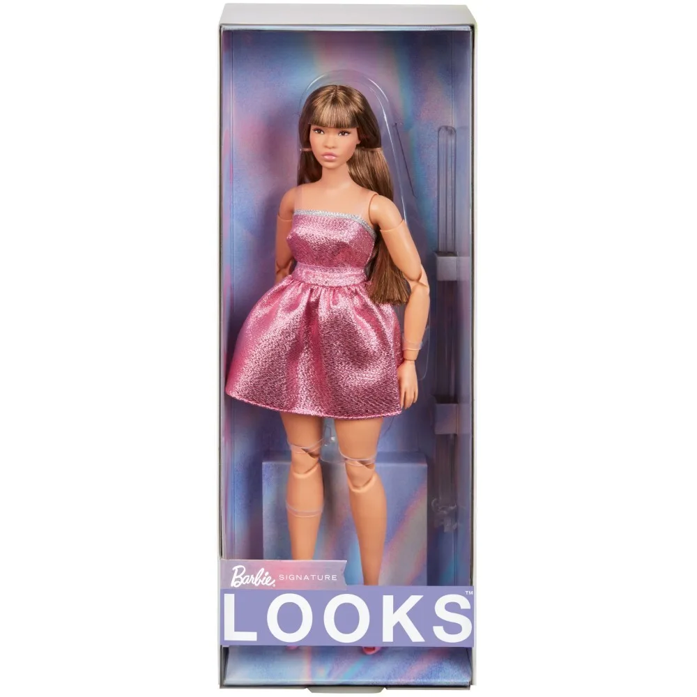 Barbie Signature Looks - Кукла брюнетка в сверкающем розовом платье HRM16 / артикул GXB28 HRM16 / GTIN 194735180783