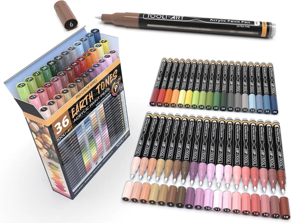 TOOLI-ART акриловые маркеры фломастеры,серия PRO COLOR, 0.7 мм , 36 шт.