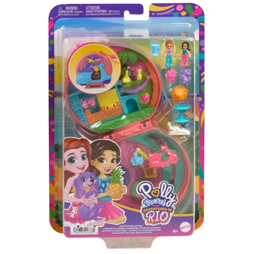 Polly Pocket - Собачка-скутер Компактный набор + 2 куклы + аксессуары HWN98 / артикул JFG56 HWN98 / GTIN 194735217830