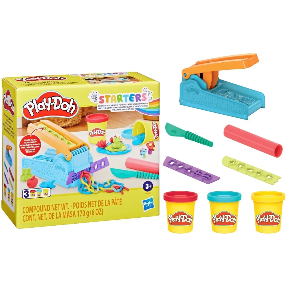 Hasbro F8805 — Набор с пластилином Play-Doh Фабрика веселья 3 тюбика с аксессуарами F8805