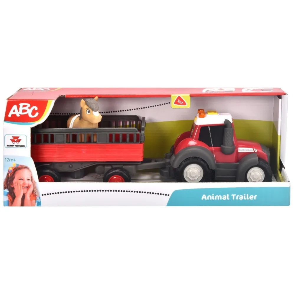 Dickie ABC - Трактор Massey Ferguson с прицепом 30 см Светозвук 4115012 / артикул 4115012 / GTIN 4006333086748