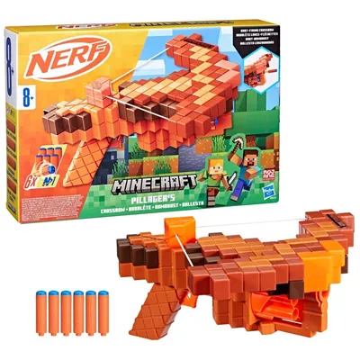 Hasbro Nerf - Minecraft Pillager's Crossbow launcher арбалет + стрелы G0315