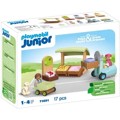 Playmobil Junior 71691 Экологичный прилавок с погрузчиком 17 деталей
