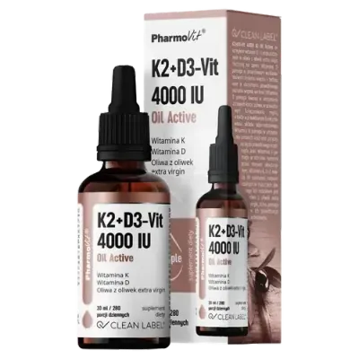 Pharmovit Clean Label K2+D3-Vit 4000 IU Oil Active диетическая добавка, 30 мл