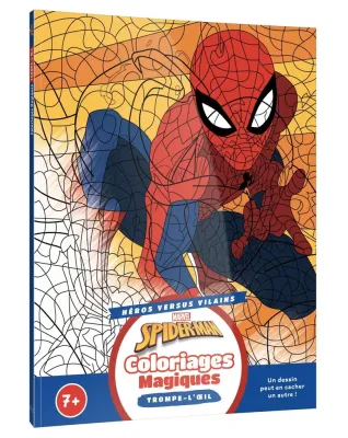 Hachette  раскраска по номерам  SPIDER-MAN - Coloriages magiques - Trompe-l'oeil (7+) - Héros contre Vilains - MARVEL