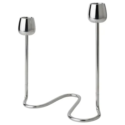 IKEA SILVERPÄRON (ИКЕА СИЛВЕРПЭРОН) — Подсвечник для 2 свечей, серебристый, 20 см