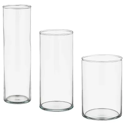 IKEA CYLINDER (ИКЕА СЙЛИНДЕР) — Ваза, 3 штуки, прозрачное стекло