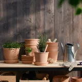 IKEA MUSKOTBLOMMA (ИКЕА МУСКОТБЛОММА) — Цветочный горшок с блюдцем, терракота для помещений/открытого грунта, 15 см — фото 2