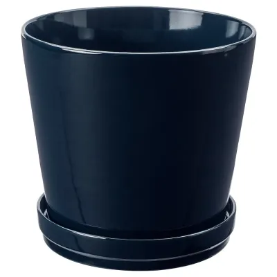 IKEA KLOTLÖNN (ИКЕА КЛОТЛОНН) — Цветочный горшок с блюдцем, закрытый/открытый/черный, 24 см