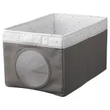 IKEA LEN (ИКЕА ЛЕН) — Коробка, серый/белые точки, 25x37x22 см — фото 1
