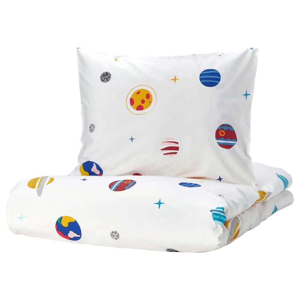 IKEA AFTONSPARV (ИКЕА АФТОНСПАРВ) — Пододеяльник и наволочка, космос/мультиколор, 150x200/50x60 см