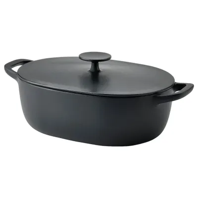 IKEA VARDAGEN (ИКЕА ВАРДАГЕН) — Кастрюля с крышкой, эмалированный чугун Матовый/черный, 6,5 л