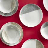 IKEA KRUSTISTEL (ИКЕА КРУСТИСТЕЛ) — Глубокая тарелка, рисунок/серый, 19 см — фото 3