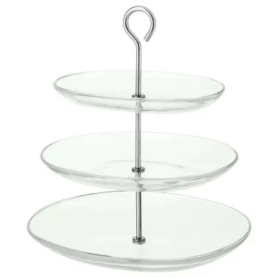 IKEA KVITTERA (ИКЕА КВИТТЕРА) — Тарелка/3 тарелки, прозрачное стекло/нержавеющая сталь